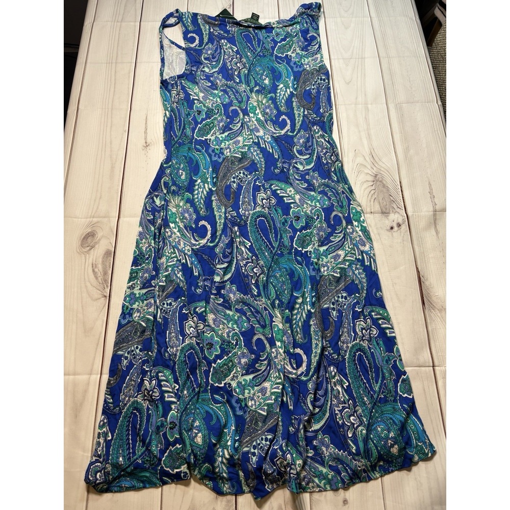 NWT Ralph Lauren Women’s Blue Sleeveless Midi Dress Paisley Print Small - Picture 6 of 6